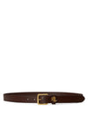 Ralph Lauren Logo-Keeper Skinny Leather Belt, Chestnut Brown
