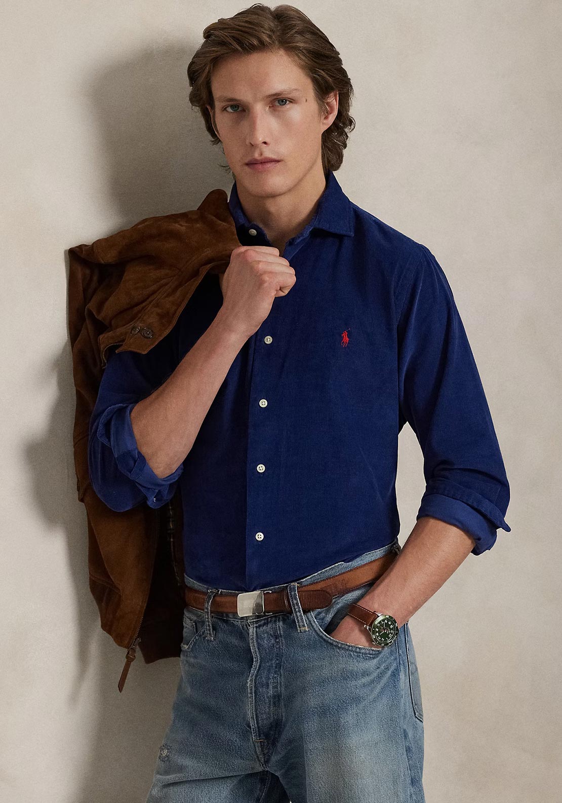 Ralph Lauren Long Sleeve Corduroy Shirt, Freshwater Blue