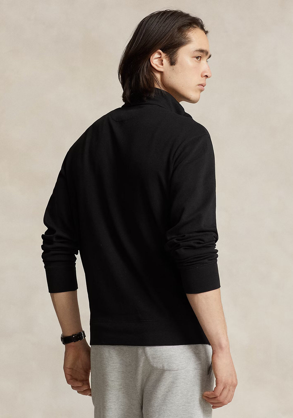 Ralph Lauren Luxury Quarter Zip Jersey Sweatshirt, Black