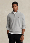 Ralph Lauren Mesh Knit Cotton Half Zip Sweater, Andover Heather