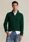 Ralph Lauren Mesh Knit Cotton Half Zip Sweater, Moss Agate