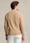 Ralph Lauren Mesh Knit Cotton Quarter Zip Sweater, Camel Beige