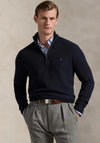 Ralph Lauren Mesh Knit Cotton Quarter Zip Sweater, Navy