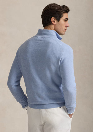 Ralph Lauren Mesh Knit Cotton Quarter Zip Sweater, Blue Hyacinth