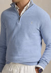 Ralph Lauren Mesh Knit Cotton Quarter Zip Sweater, Blue Hyacinth