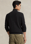 Ralph Lauren Mesh Knit Cotton Quarter Zip Sweater, Dark Granite Heather