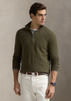 Ralph Lauren Mesh Knit Cotton Quarter Zip Sweater, Khaki