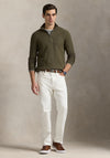 Ralph Lauren Mesh Knit Cotton Quarter Zip Sweater, Khaki