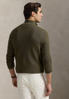 Ralph Lauren Mesh Knit Cotton Quarter Zip Sweater, Khaki