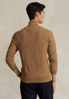 Ralph Lauren Mesh Knit Cotton Quarter Zip Sweater, Latte Brown Heather