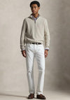 Ralph Lauren Mesh Knit Quarter Zip Jumper, Light Walnut Brown