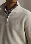 Ralph Lauren Mesh Knit Quarter Zip Jumper, Light Walnut Brown