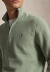 Ralph Lauren Mesh Knit Quarter Zip Jumper, Fern Green Heather