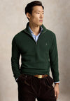 Ralph Lauren Mesh Knit Quarter Zip Jumper, Pine Green Heather