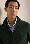 Ralph Lauren Mesh Knit Quarter Zip Jumper, Pine Green Heather