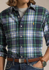 Ralph Lauren Plaid Brushed Oxford Shirt, Green & White