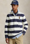Ralph Lauren Polo Bear Striped Rugby Polo Shirt, Navy & White