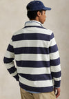 Ralph Lauren Polo Bear Striped Rugby Polo Shirt, Navy & White