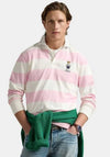 Ralph Lauren Polo Bear Striped Rugby Polo Shirt, Pink & White