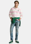 Ralph Lauren Polo Bear Striped Rugby Polo Shirt, Pink & White