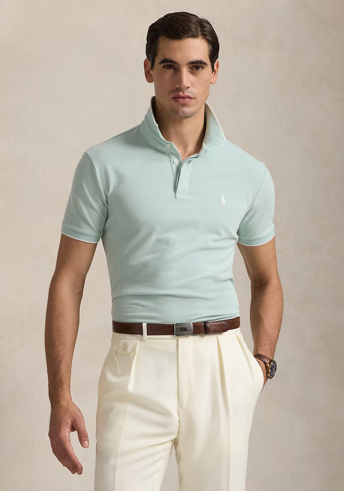 Ralph Lauren Oxford Mesh Polo Shirt, Mint Green