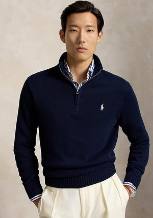 Ralph Lauren Quarter Zip Knit Sweater, Hunter Navy