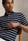 Ralph Lauren Rib Knit Striped Polo Shirt, Navy & White