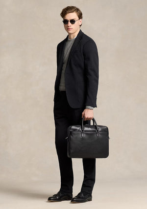 Ralph Lauren Smooth Leather Briefcase Bag, Black