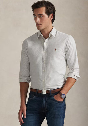 Ralph Lauren Stripe Oxford Shirt, White & Brown