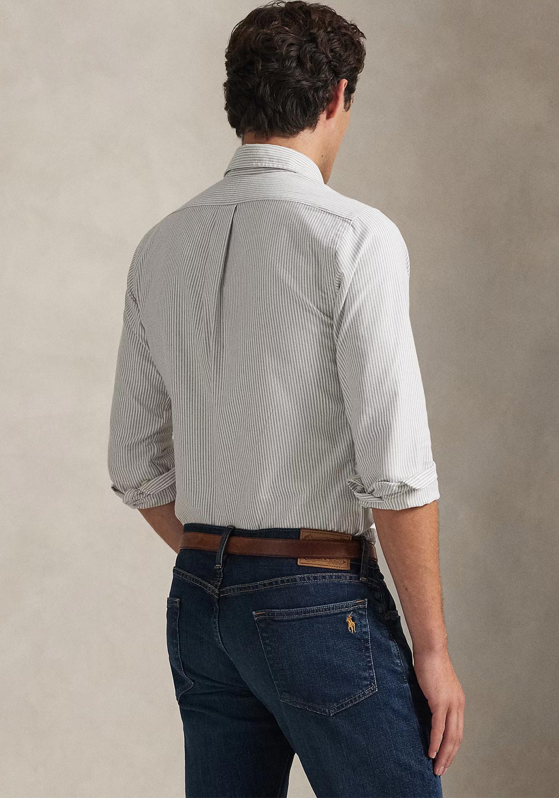 Ralph Lauren Stripe Oxford Shirt, White & Brown
