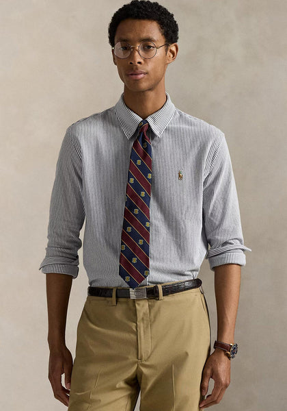 Ralph Lauren Striped Knit Oxford Shirt, Navy McElhinneys