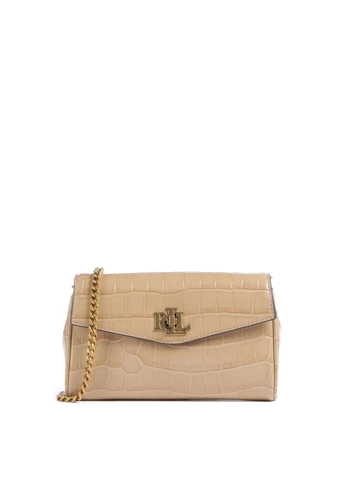 Ralph Lauren Tanner Small Croc Crossbody Bag, Beige