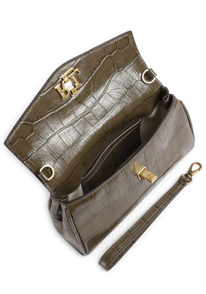 Ralph Lauren Tanner Small Croc Crossbody Bag, Green