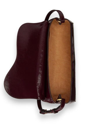 Ralph Lauren Tasha Patent Medium Shoulder Bag, Burgundy