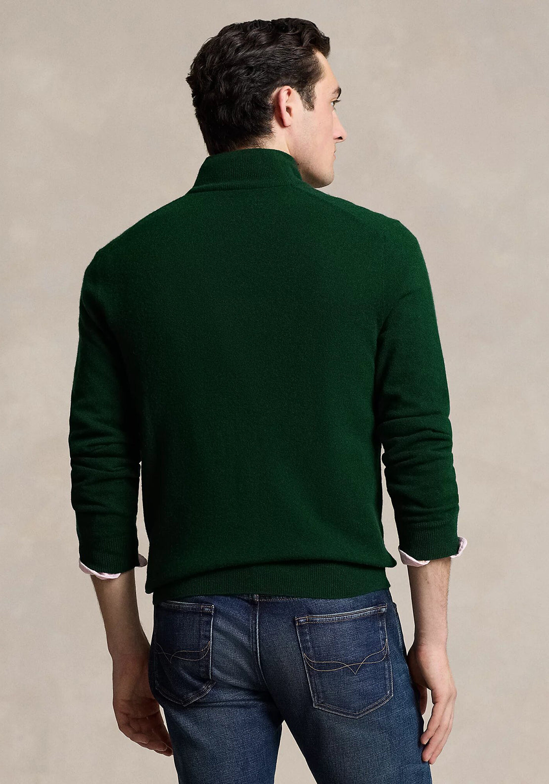 Ralph Lauren Wool Quarter Zip Sweater, Moss Green