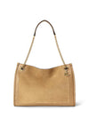 Ralph Lauren Bradley Medium Suede & Leather Tote Bag, Beige
