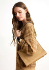 Ralph Lauren Bradley Medium Suede & Leather Tote Bag, Beige