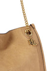 Ralph Lauren Bradley Medium Suede & Leather Tote Bag, Beige