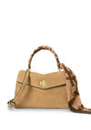 Ralph Lauren Farrah Small Scarf Trim Soft Satchel Bag, Beige