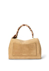 Ralph Lauren Farrah Small Scarf Trim Soft Satchel Bag, Beige