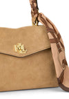 Ralph Lauren Farrah Small Scarf Trim Soft Satchel Bag, Beige