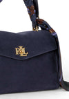 Ralph Lauren Farrah Small Scarf Trim Soft Satchel Bag, Navy