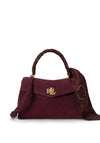 Ralph Lauren Farrah Small Scarf Trim Soft Satchel Bag, Wine
