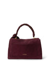 Ralph Lauren Farrah Small Scarf Trim Soft Satchel Bag, Wine