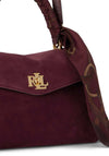 Ralph Lauren Farrah Small Scarf Trim Soft Satchel Bag, Wine