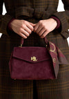 Ralph Lauren Farrah Small Scarf Trim Soft Satchel Bag, Wine