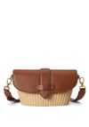 Ralph Lauren Lynden Small Straw Leather Shoulder Bag, Tan