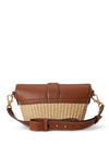 Ralph Lauren Lynden Small Straw Leather Shoulder Bag, Tan
