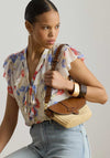 Ralph Lauren Lynden Small Straw Leather Shoulder Bag, Tan