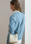 Ralph Lauren Reese Small Crosshatch Leather Bucket Bag, Stone